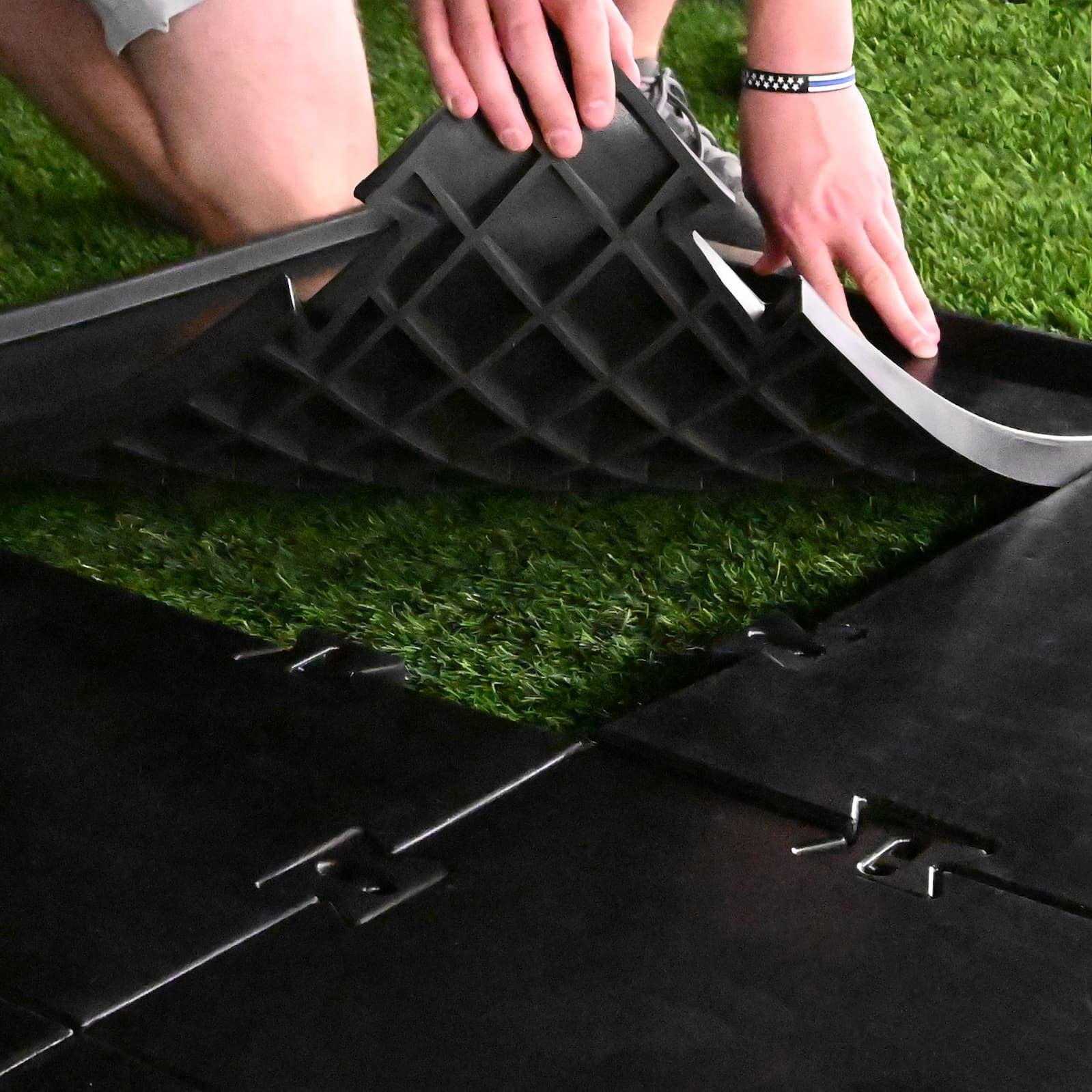 best golf simulator hitting mat base installation shot