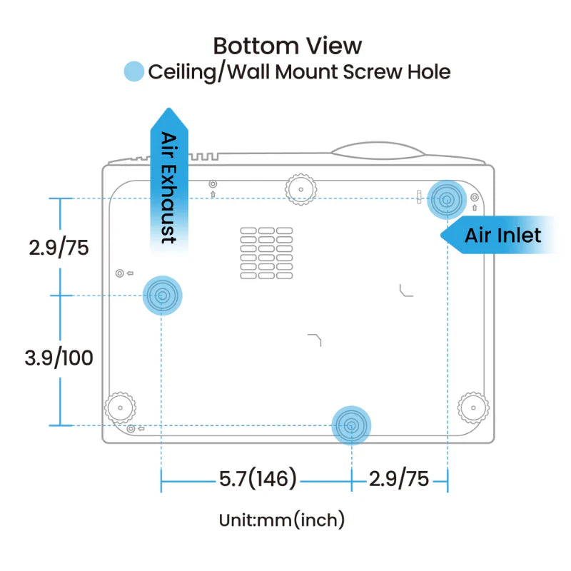 good projector for simulator bottom view