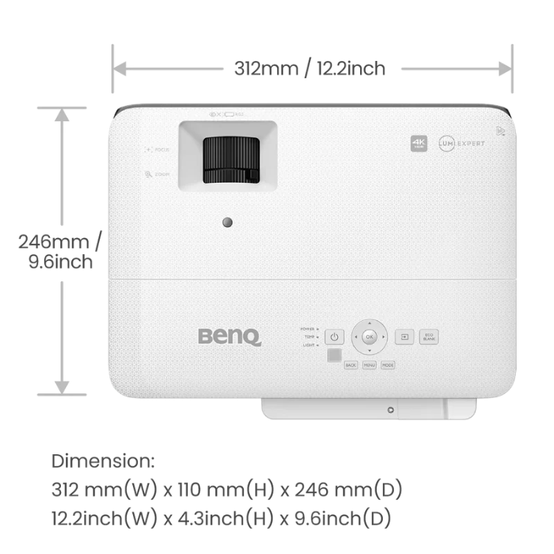 benq 4k projector TK700STi top dimensions