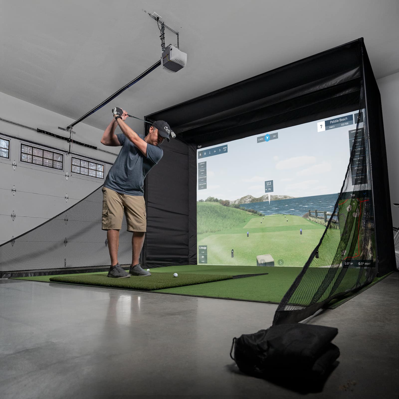 golf simulator bay side view