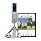 indoor golf simulator in gray with Ipad front view