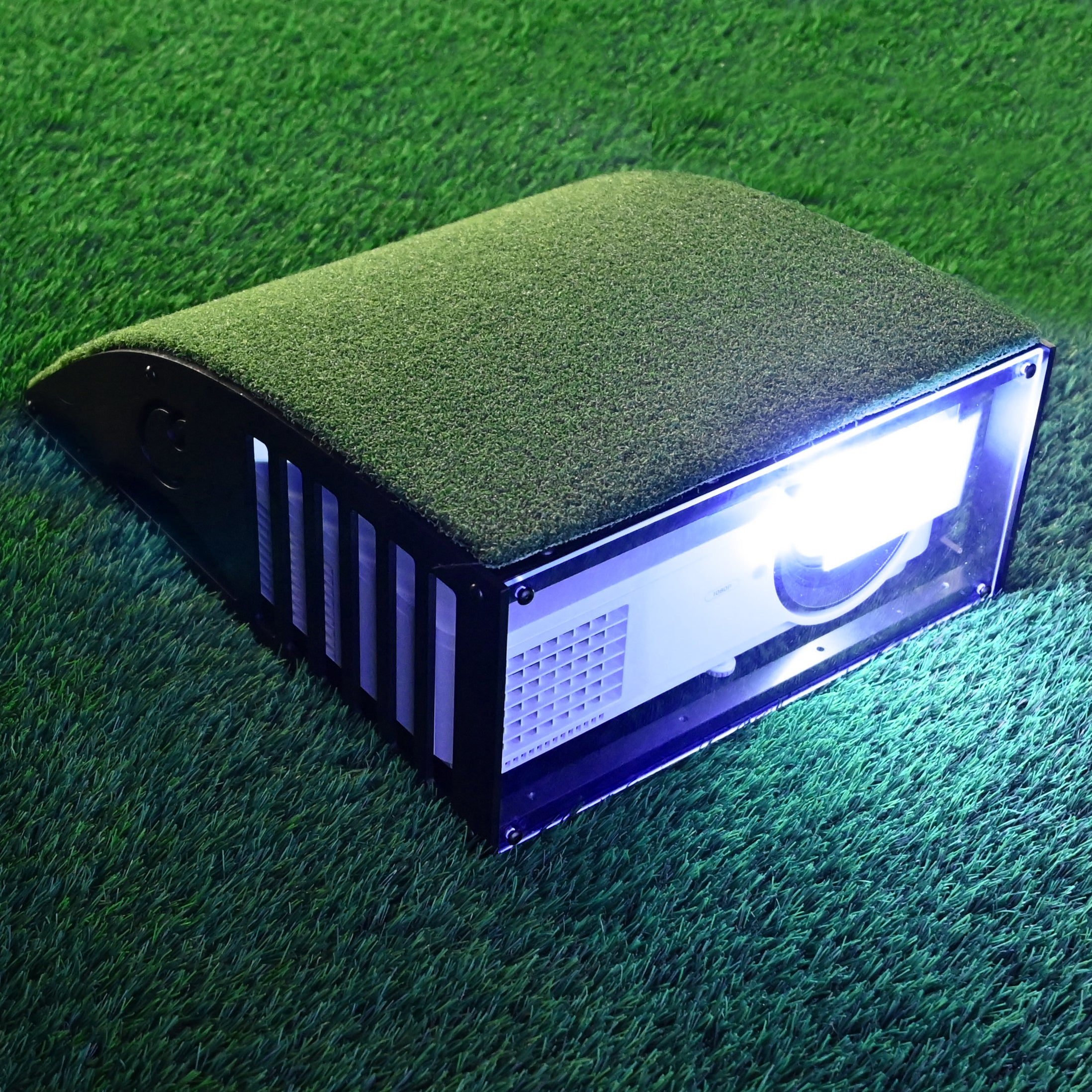 golf simulator projector enclosure in use view