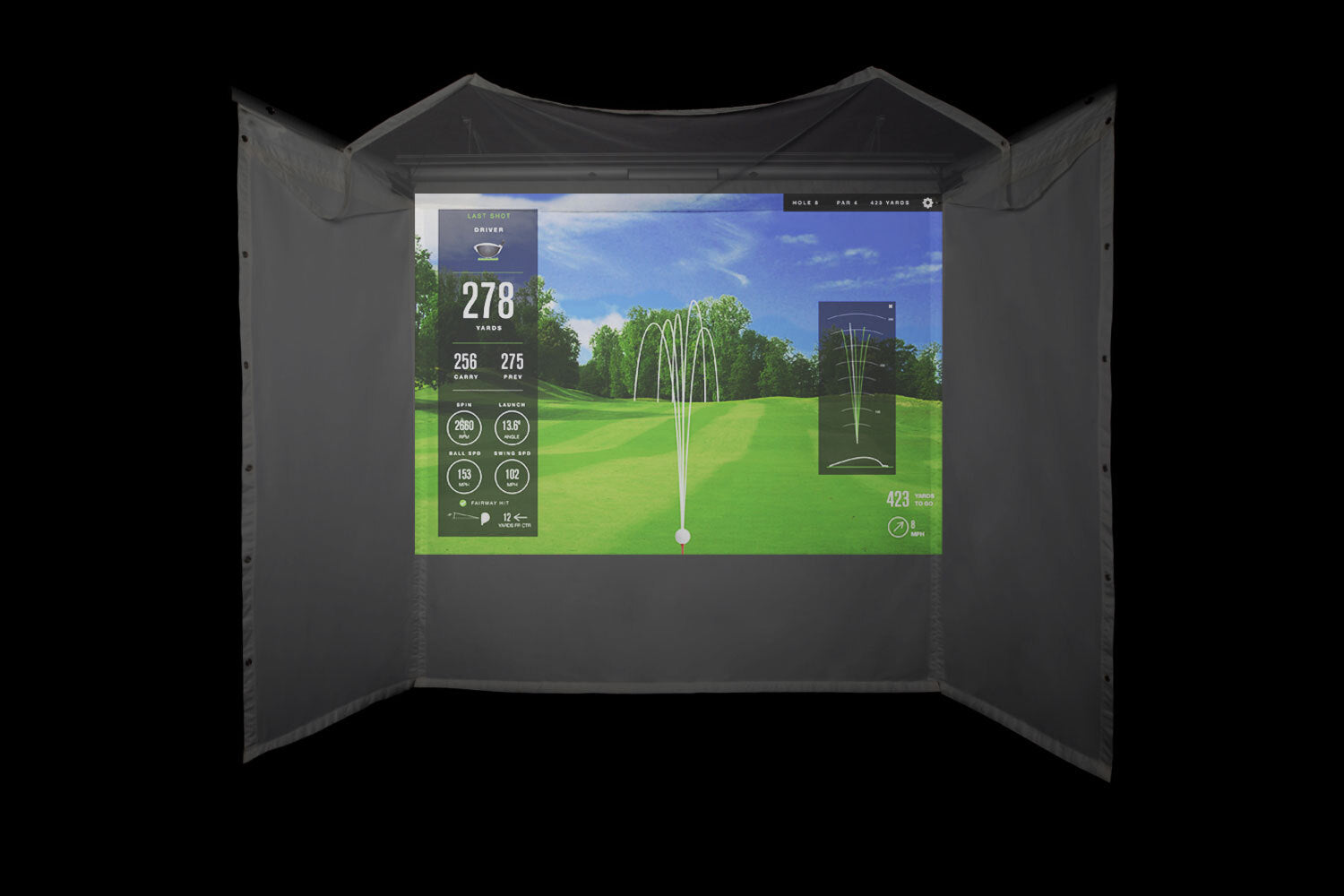 retractable golf enclosure view